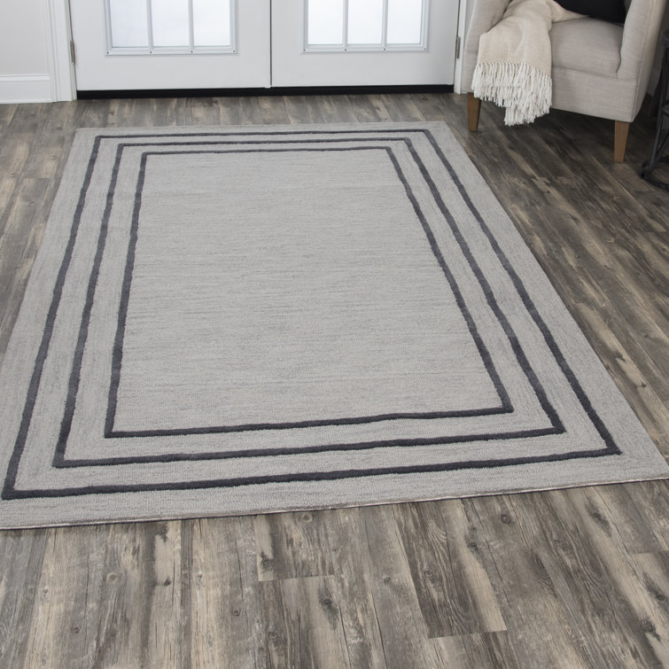 Union Rustic Freya Handmade Tufted Wool Area Rug in Light Gray